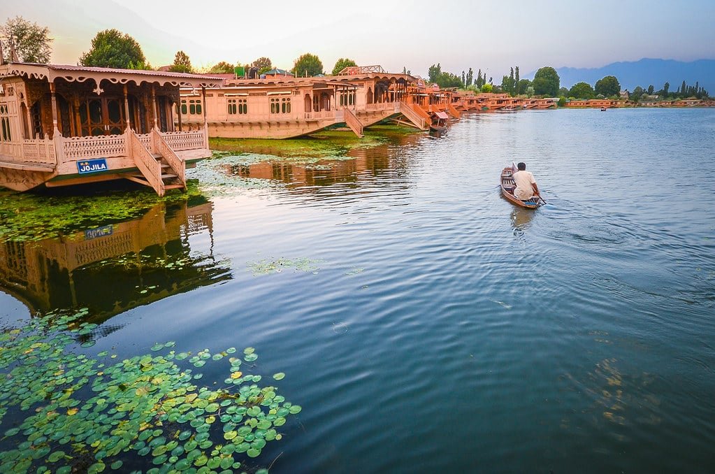 houseboats parked at Nigeen Lake in srinagar, Kashmir