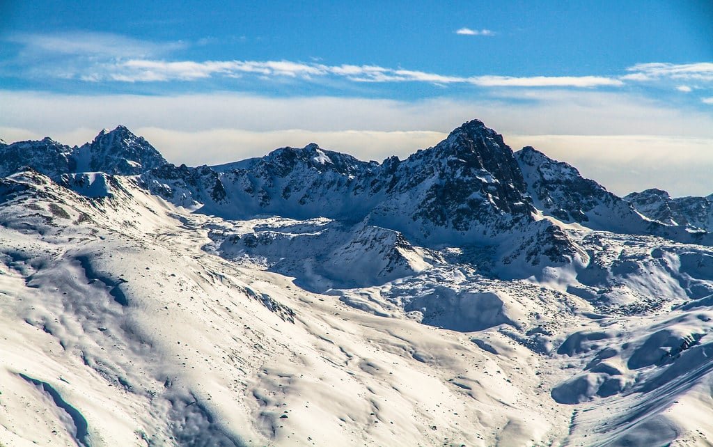 Snow-covered Apharwat Peak in Gulmarg during winter