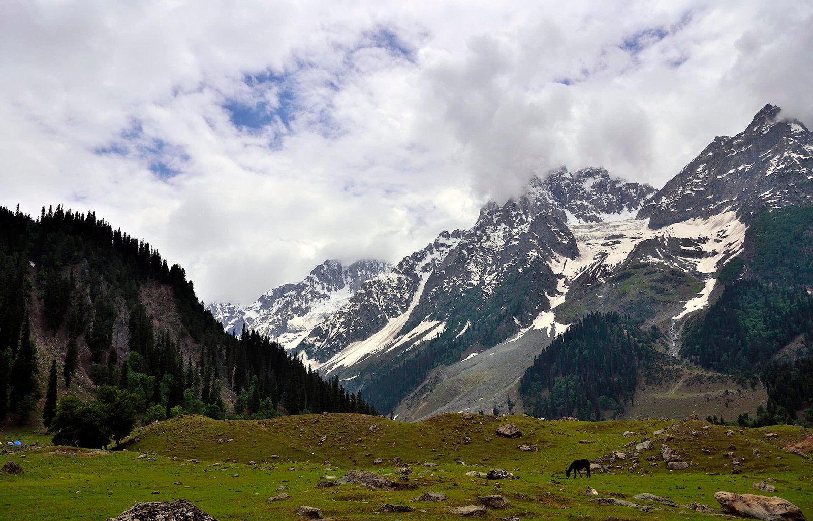 Snow-capped peaks of Thajiwas Glacier