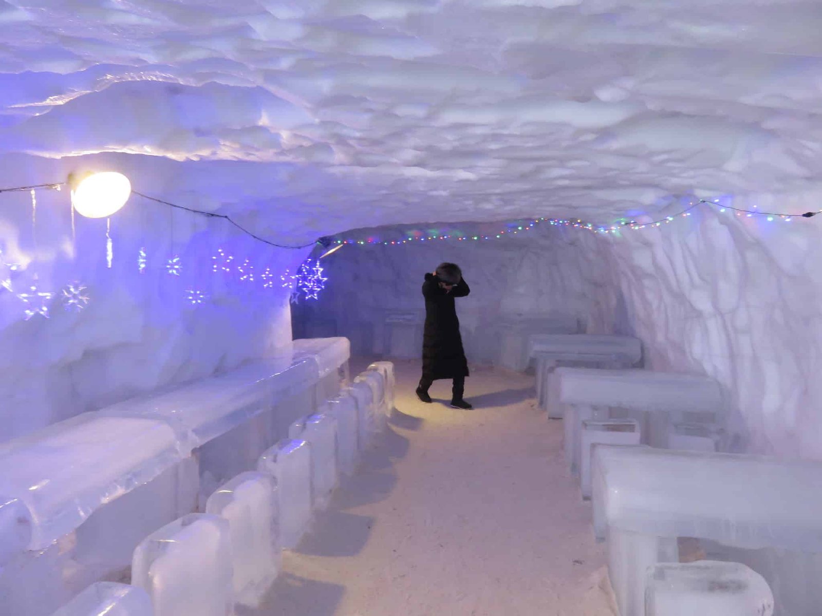 man was walking in the glumarg igloo cafe