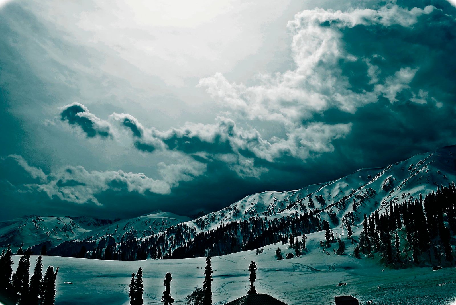 Stunning winter views of Khilanmarg in Gulmarg