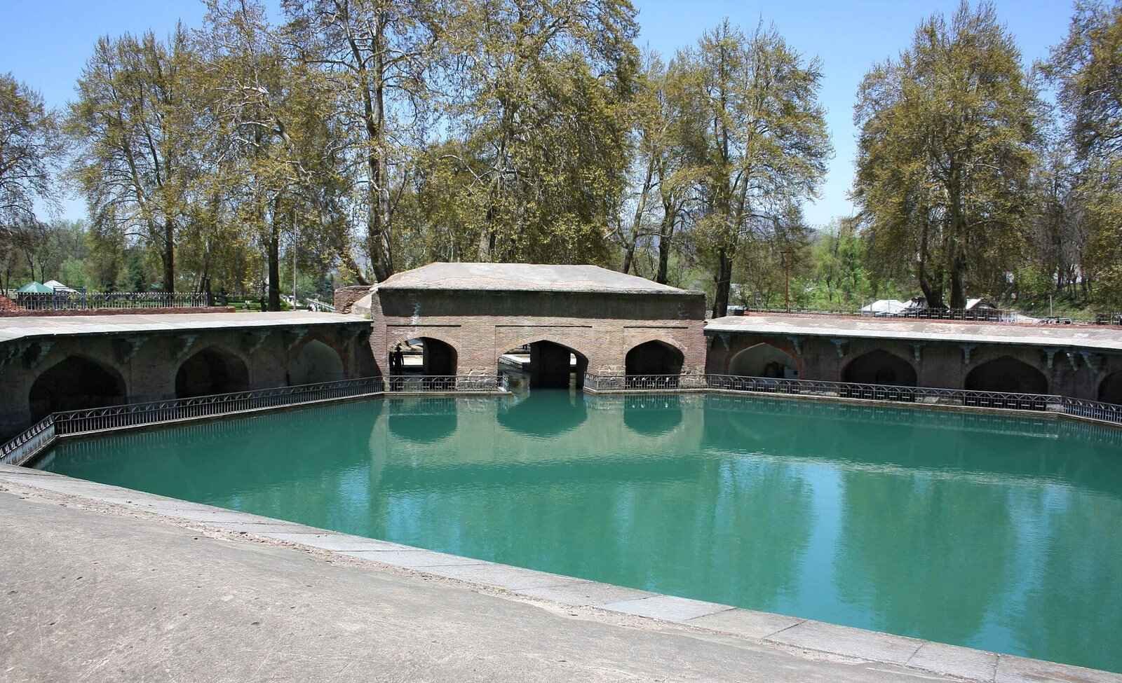 Historic octagonal water spring pavilion at Verinag