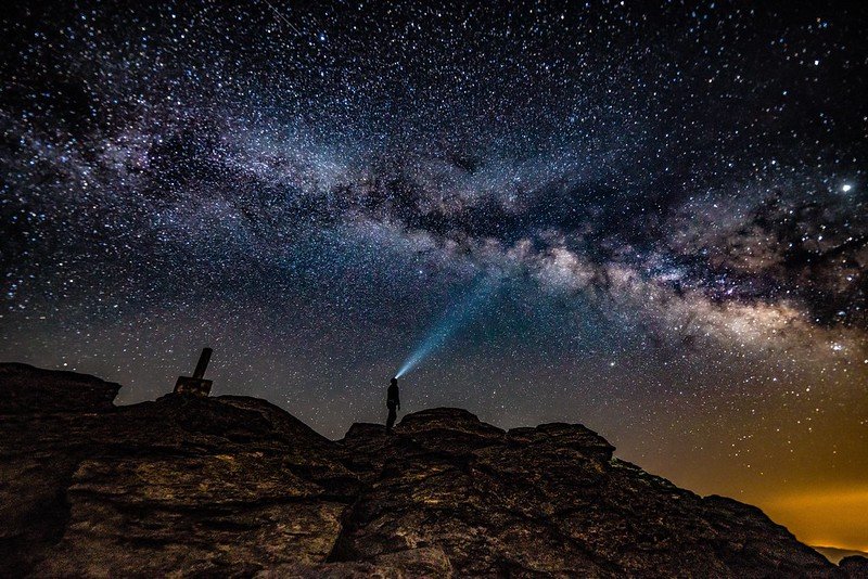 Person stargazing under the Milky Way in leh ladakh