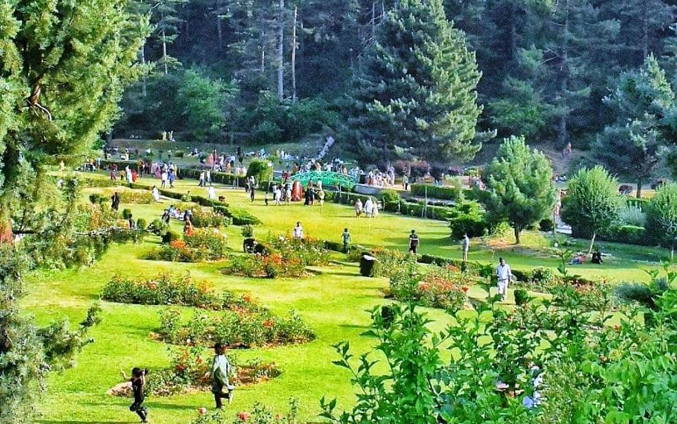 A lively picnic scene in a beautifully maintained garden in Kokernag