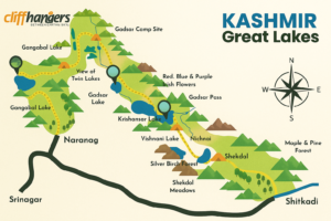 Kashmir Great Lakes Detailed Map 