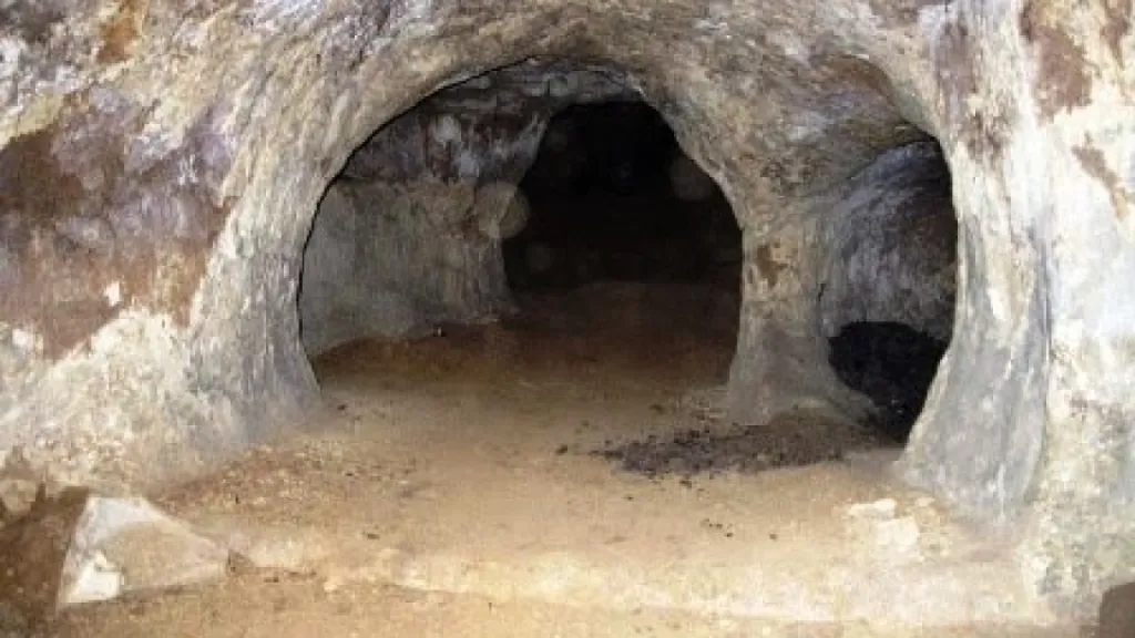 Ancient underground cave dwelling at Burzahom Archaeological Site in Srinagar
